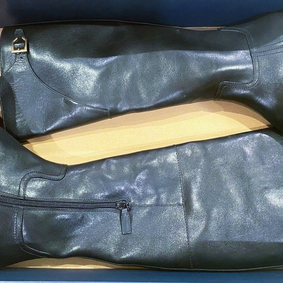 COLE HAAN HARRINGTON GRAND CUSHIONED ZIP BLACK LEATHER KNEE HIGH  BOOTS NEW - Picture 2 of 11